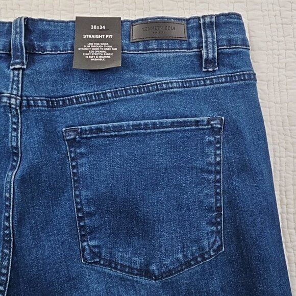 NEW Kenneth Cole Jeans Men's 38x34 Straight Fit 2 Way Stretch Med Blue Denim NWT - Picture 13 of 16